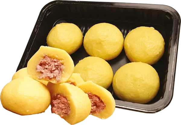 Bramborové knedlíky plněné uzeným masem